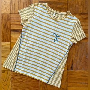 Yargici S Cream/Ochre Striped Tee Shirt
